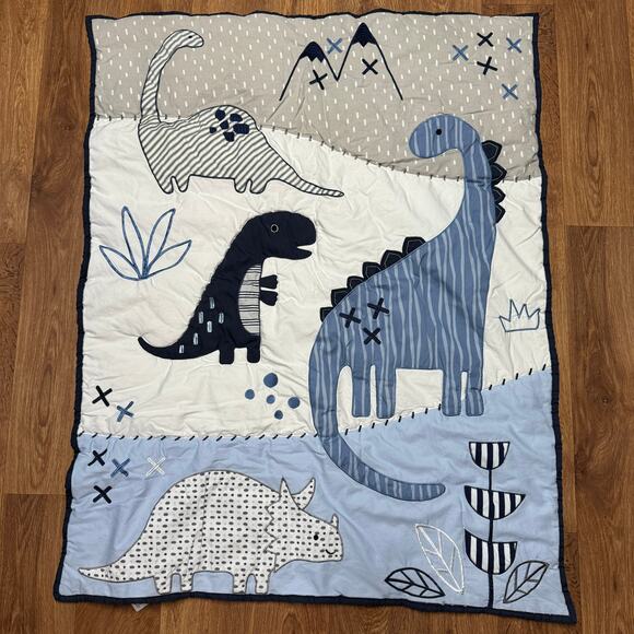 Lambs & Ivy Dinosaur 3 Piece Crib Set: Quilt, Skirt, Stuffed Animal Baby Boy - Picture 3 of 4